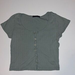 Brandy Melville Light Blue/Gray Button Front Top